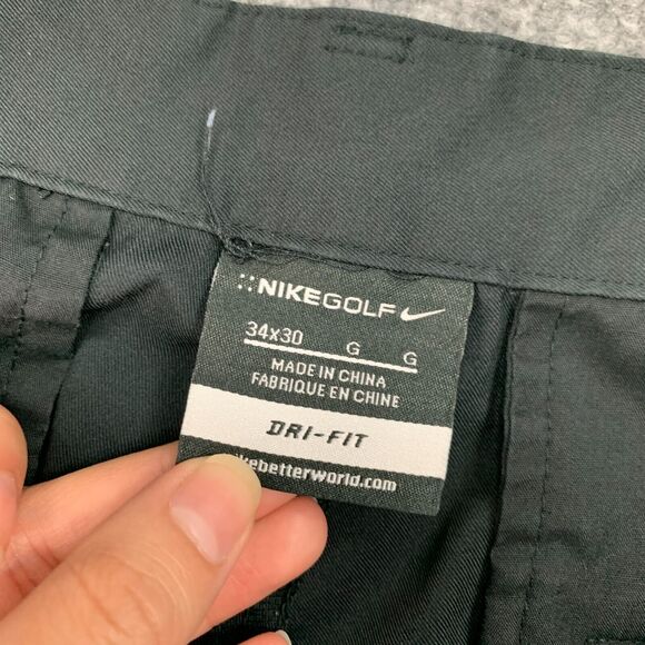 Nike Golf Pant Mens 34 Black Flat Front Dri Fit Stretch Tech Performance Chino - Picture 5 of 15